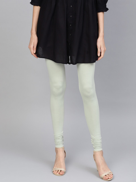 

W Women Sea Green Solid Churidar Length Leggings