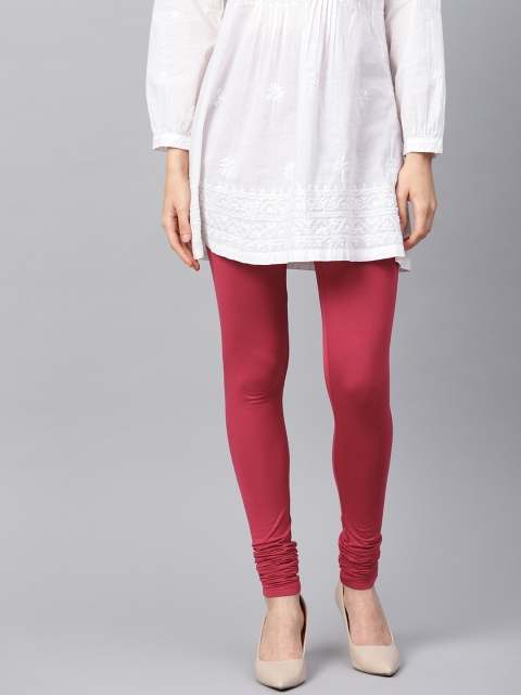 

W Women Magenta Solid Churidar Length Leggings