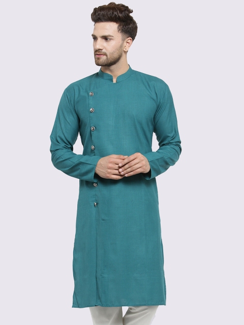 

Jompers Men Green Solid Straight Kurta