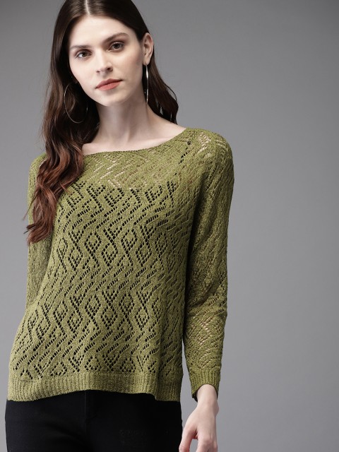 

Moda Rapido Women Green Self Design Top