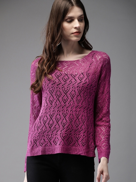

Moda Rapido Women Pink Self Design Top