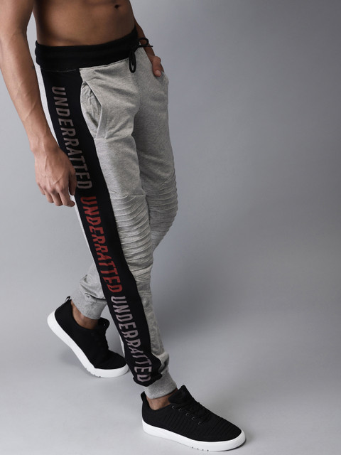 

Moda Rapido Men Grey Melange Printed Regular Fit Joggers