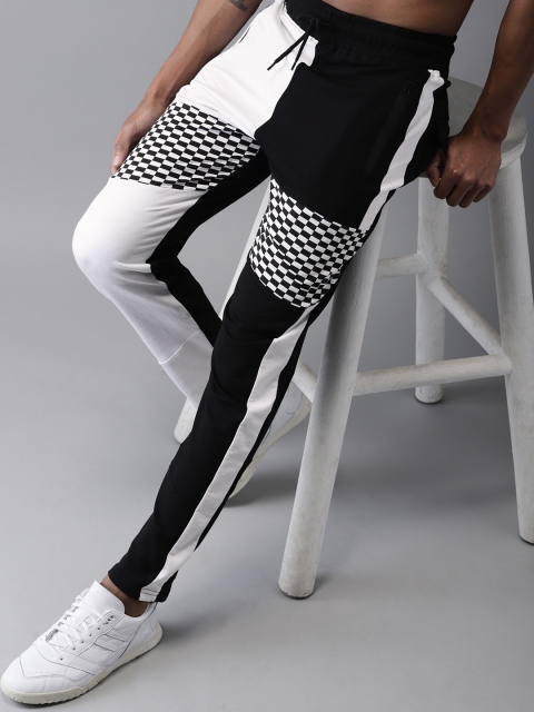 

Moda Rapido Men Black & White Colourblocked Joggers