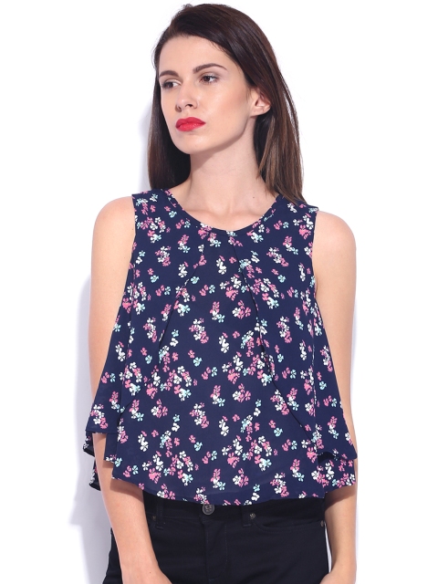 

Tokyo Talkies Navy Floral Print Top, Navy blue