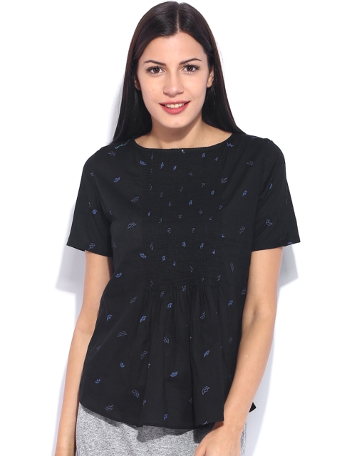 

Tokyo Talkies Black Printed Pure Cotton Top