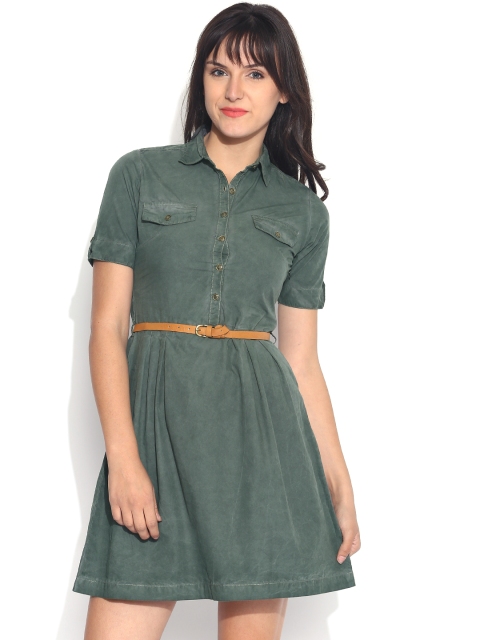 

Tokyo Talkies Olive Green Shirt Dress