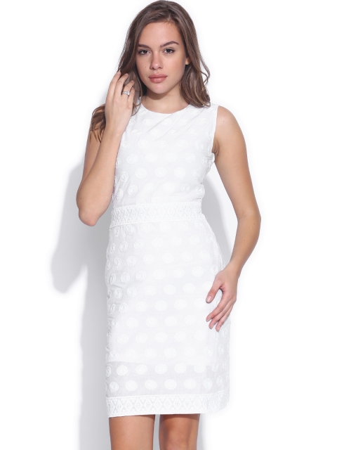 

Tokyo Talkies White Embroidered Sheath Dress