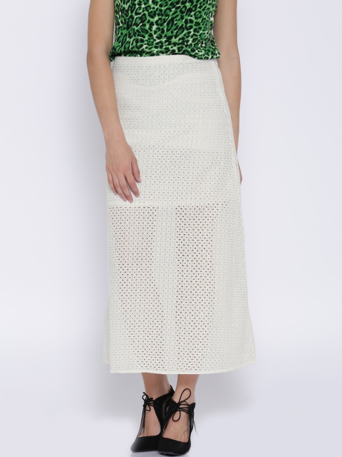 

Tokyo Talkies White Embroidered Maxi Skirt, Off white