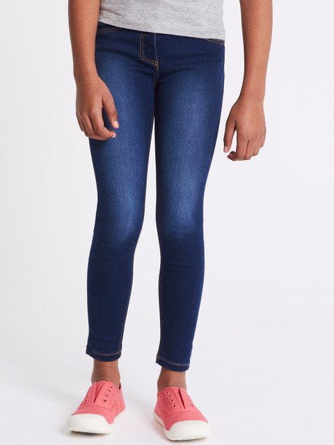 

Marks & Spencer Girls Blue Regular Fit Mid-Rise Clean Look Stretchable Jeans
