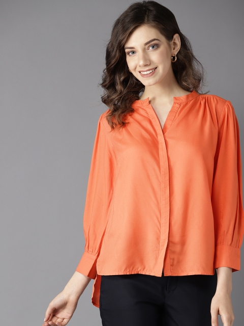 

HERE&NOW Women Orange Solid Casual Shirt