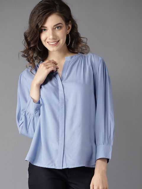 

HERE&NOW Women Blue Solid Casual Shirt