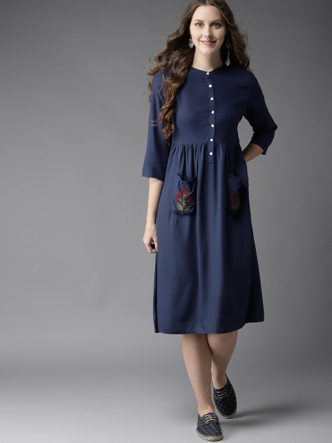 

HERE&NOW Women Navy Blue A-Line Dress