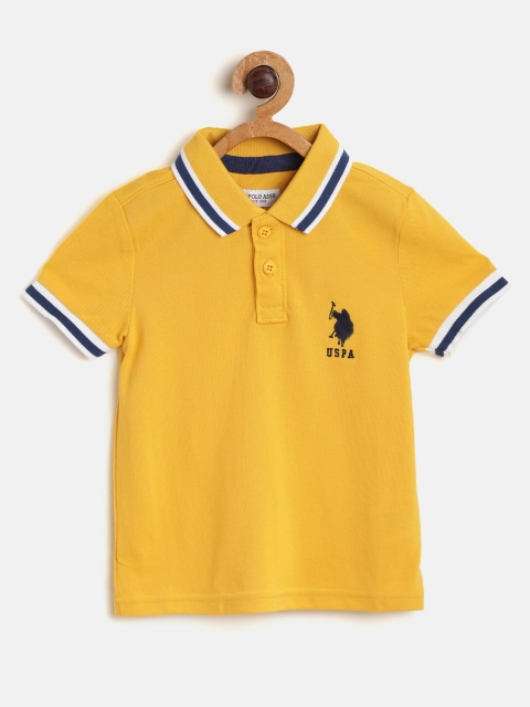 

U.S. Polo Assn. Kids Boys Mustard Yellow Solid Polo Collar T-shirt