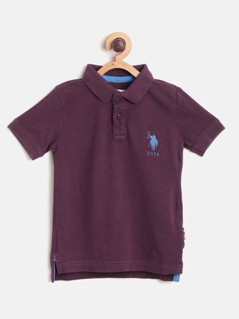 

U.S. Polo Assn. Kids Boys Burgundy Solid Polo Collar T-shirt