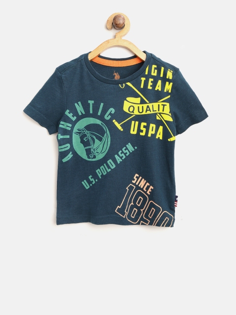 

U.S. Polo Assn. Kids Boys Green Printed Round Neck T-shirt