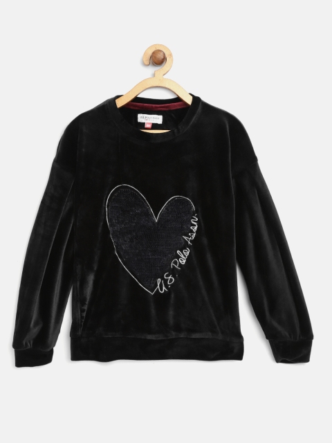 

U.S. Polo Assn. Kids Girls Black Mermaid Sequinned Sweatshirt