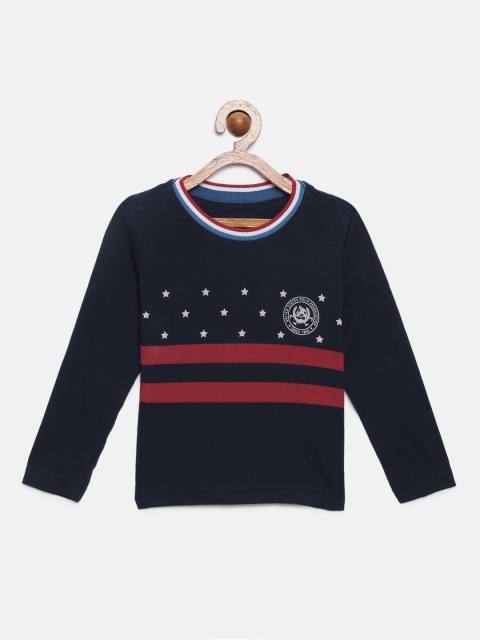 

U.S. Polo Assn. Kids Boys Navy Blue Printed Round Neck T-shirt