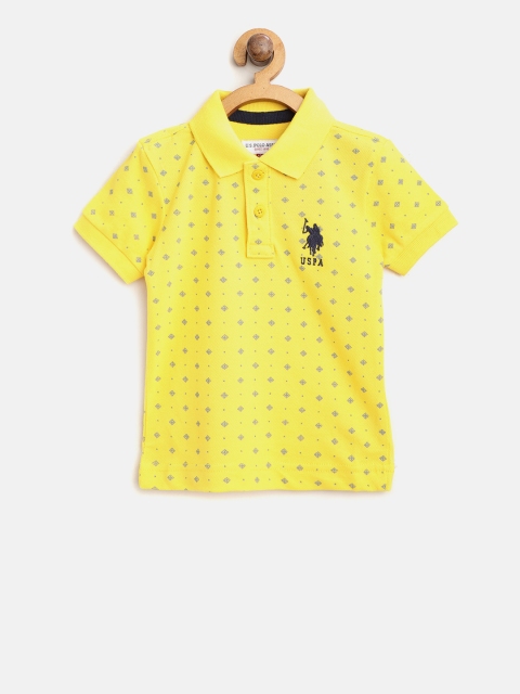 

U.S. Polo Assn. Kids Boys Yellow & Blue Printed Polo Collar T-shirt