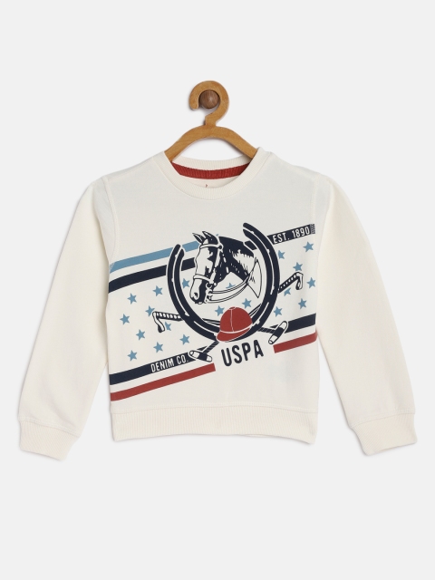 

U.S. Polo Assn. Kids Boys Cream-Coloured Printed Sweatshirt