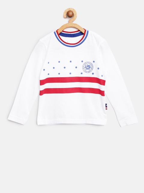 

U.S. Polo Assn. Kids Boys White & Red Printed Round Neck T-shirt
