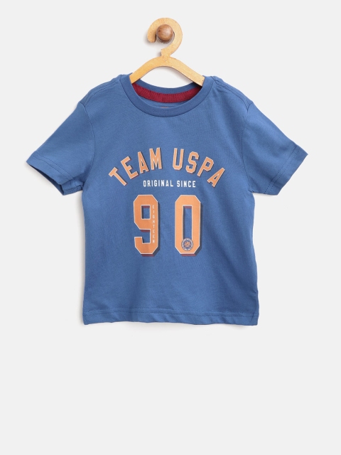 

U.S. Polo Assn. Kids Boys Blue Printed Round Neck T-shirt