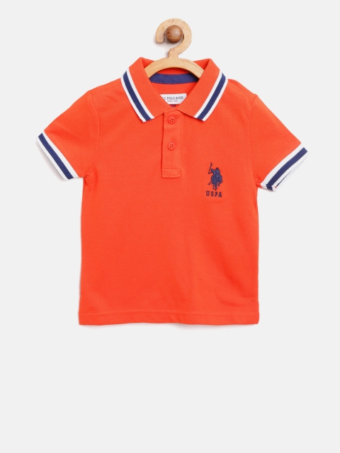 

U.S. Polo Assn. Kids Boys Orange Solid Polo Collar T-shirt