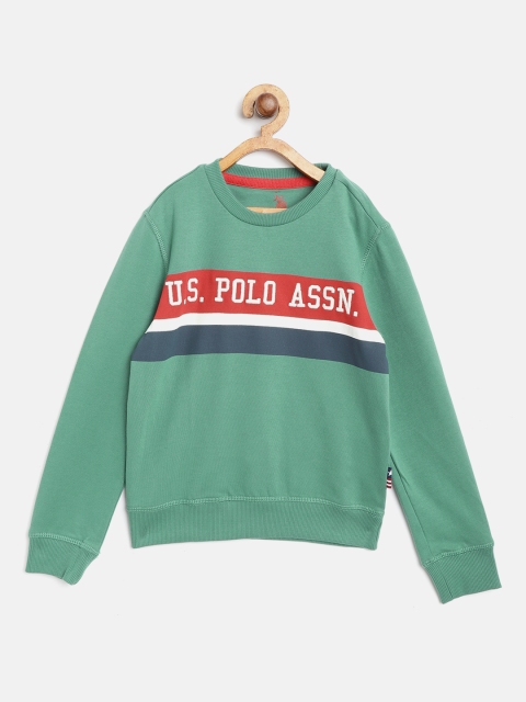 

U.S. Polo Assn. Kids Boys Green Striped Sweatshirt