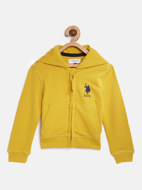 

U.S. Polo Assn. Kids Infants Mustard Yellow Solid Hooded Sweatshirt