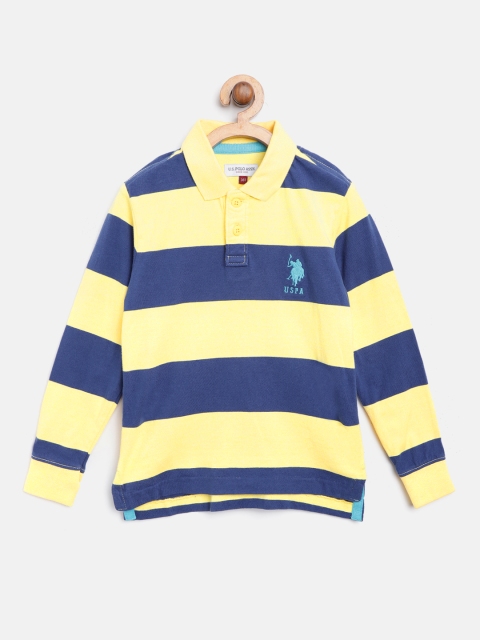 

U.S. Polo Assn. Kids Boys Yellow & Navy Striped Polo Collar T-shirt
