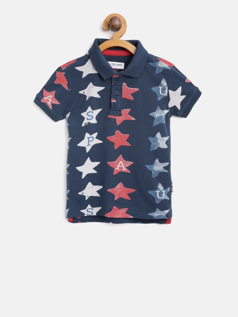 

U.S. Polo Assn. Kids Boys Navy Blue & Red Printed Polo Collar T-shirt