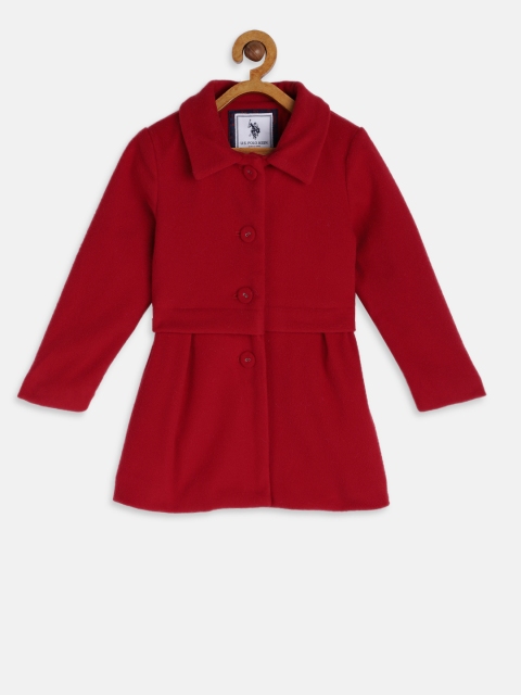 

U.S. Polo Assn. Kids Girls Red Solid Open Front Jacket