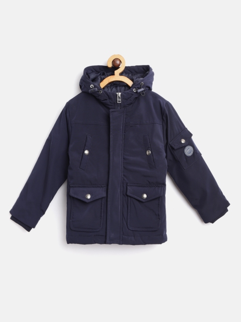 

U.S. Polo Assn. Kids Boys Navy Blue Solid Hooded Padded Jacket