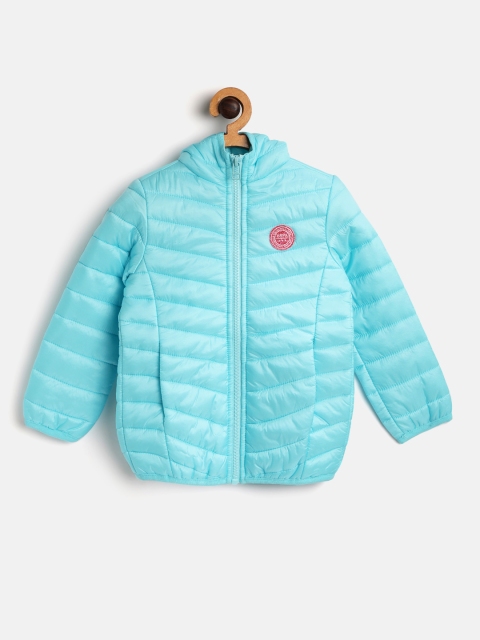 

U.S. Polo Assn. Kids Girls Blue Solid Hooded Puffer Jacket with Quilted Detail