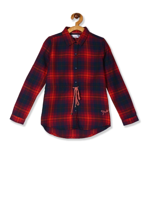

U.S. Polo Assn. Kids Girls Red & Blue Solid Shirt Style Top