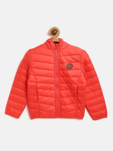 

U.S. Polo Assn. Kids Boys Coral Red Solid Hooded Puffer Jacket