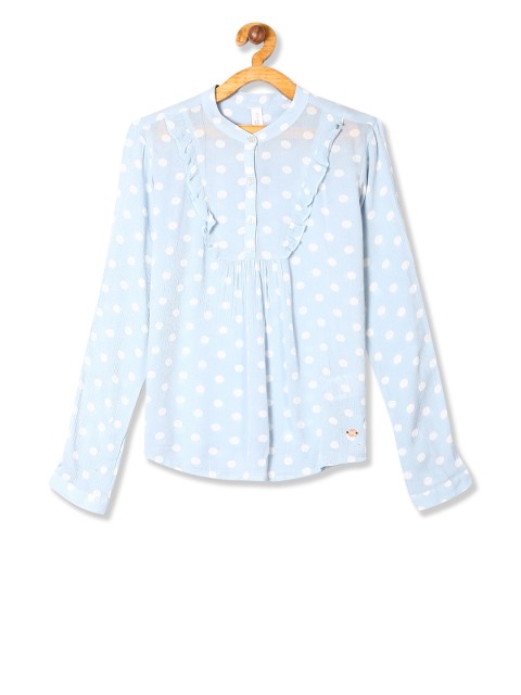 

U.S. Polo Assn. Kids Girls Blue Printed Pure Cotton Top