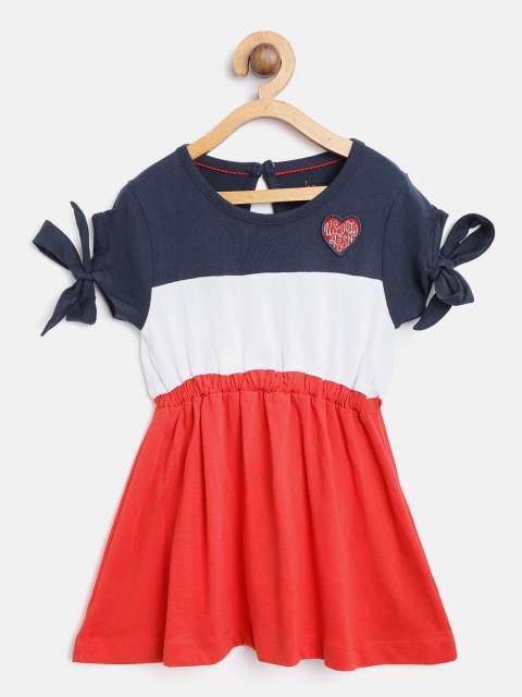 

U.S. Polo Assn. Kids Girls Red & White Colourblocked Fit and Flare Dress
