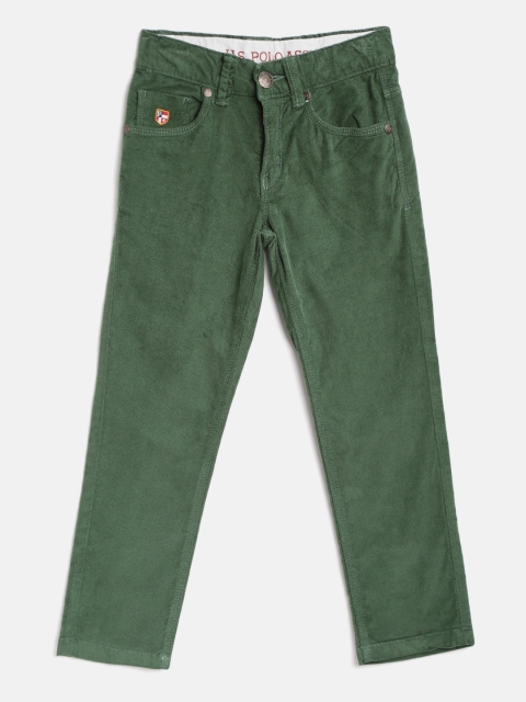 

U.S. Polo Assn. Kids Boys Green Solid Regular Fit Regular Corduroy Trousers