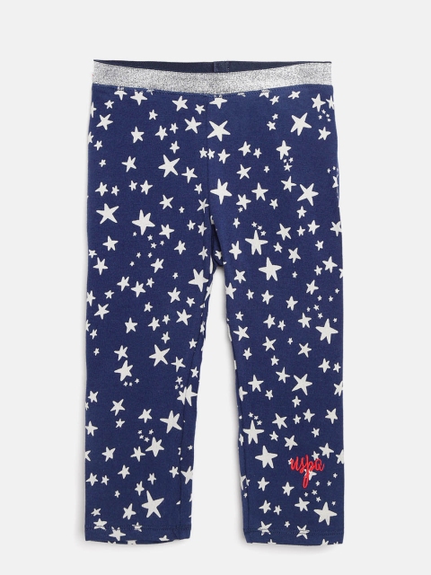 

U.S. Polo Assn. Kids Girls Navy Blue & Grey Star Print Leggings