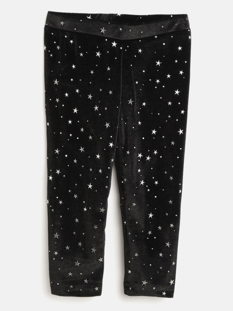 

U.S. Polo Assn. Kids Girls Black & Silver Star Printed Leggings