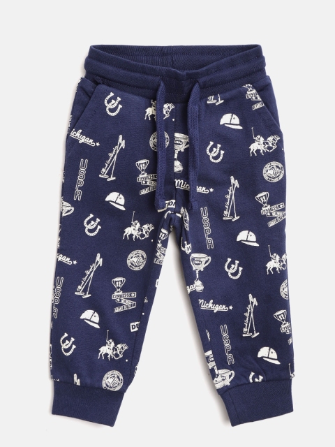 

U.S. Polo Assn. Kids Boys Navy Blue & Beige Printed Joggers