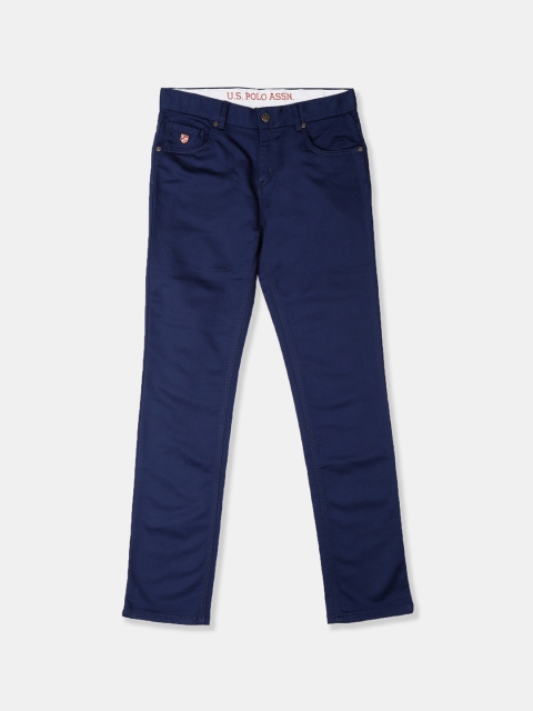 

U.S. Polo Assn. Kids Boys Navy Blue Regular Fit Solid Regular Trousers