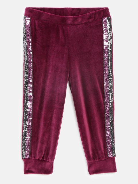 

U.S. Polo Assn. Kids Girls Burgundy Embellished Joggers