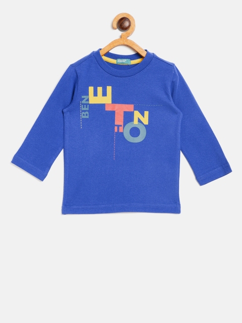 

United Colors of Benetton Boys Blue Printed Round Neck T-shirt