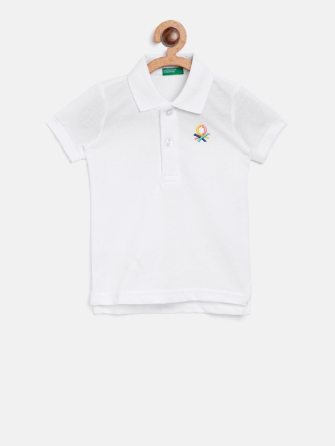 

United Colors of Benetton Boys White Solid Polo Collar T-shirt