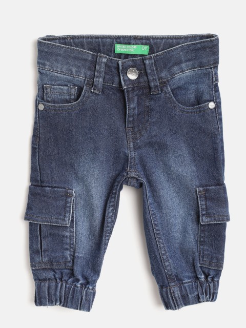 

United Colors of Benetton Boys Navy Blue Jogger Fit Mid-Rise Clean Look Stretchable Jeans
