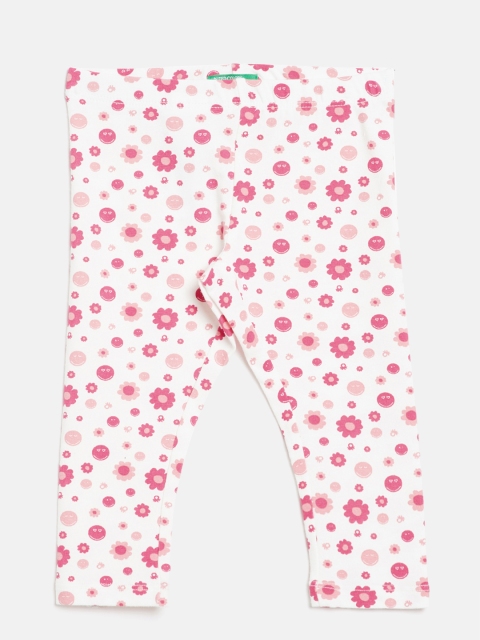 

United Colors of Benetton Girls Off-White & Pink Floral Print Leggings
