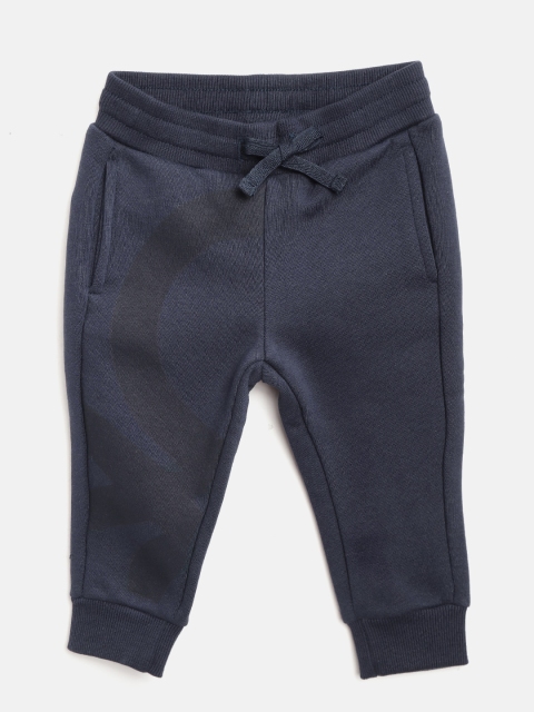 

United Colors of Benetton Boys Navy Blue Solid Joggers with Printed Detail