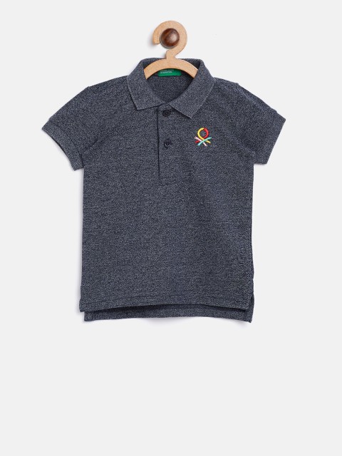 

United Colors of Benetton Boys Navy Blue Solid Polo Collar T-shirt