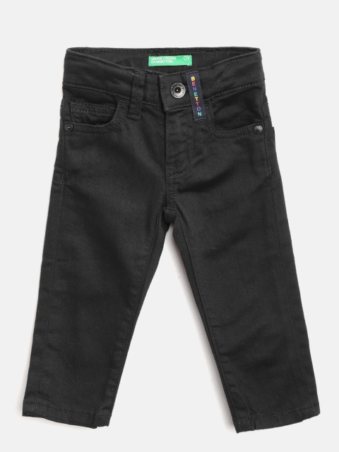 

United Colors of Benetton Boys Black Regular Fit Mid-Rise Clean Look Stretchable Jeans